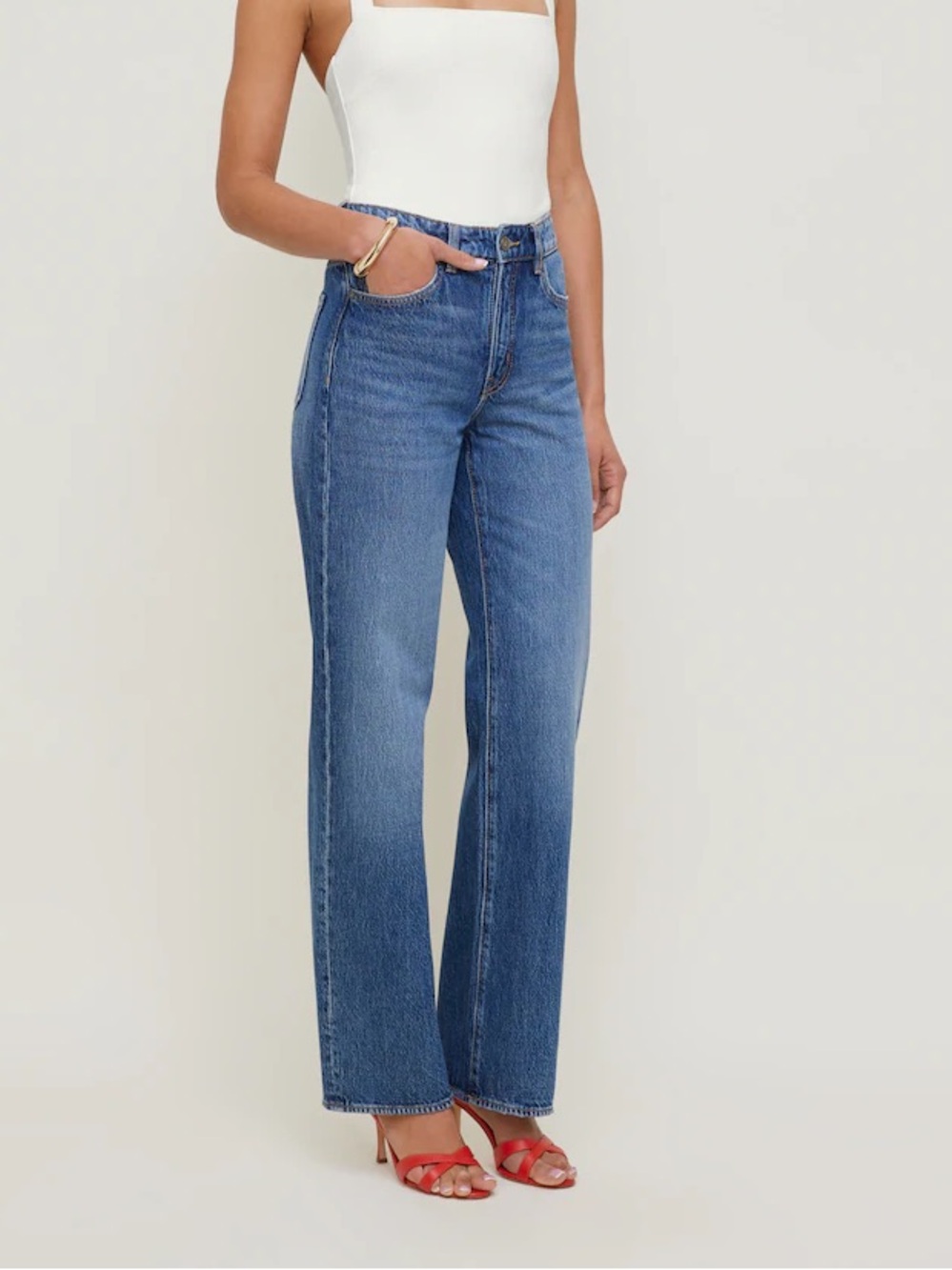 Classic High-Waist Wide Leg Blue Jeans - Heidi